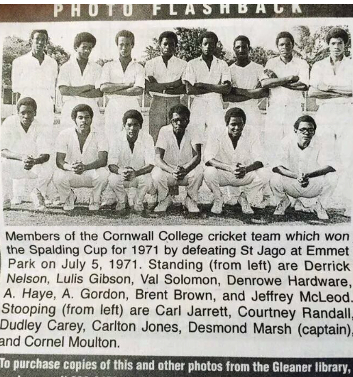 1971 Cornwall College Spalding Cup cricket team